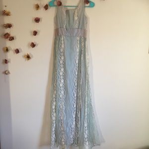 Vintage 🌼 Blue Lace Vintage Prom Dress